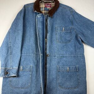 VTG Denim&Co Light Blue Denim Jacket with Dark Brown Collar Excellent ✨ Western